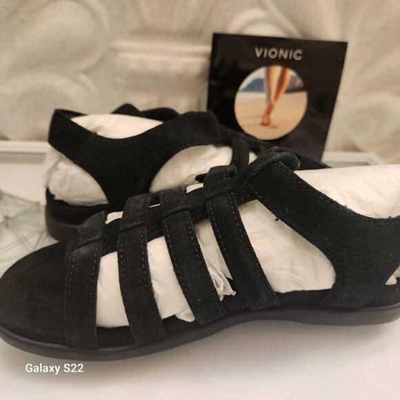 NEW Vionic Women's Palm Ritta Anklestrap Gladiator Orthotic Sandals Size 6 BLACK - Picture 4 of 10